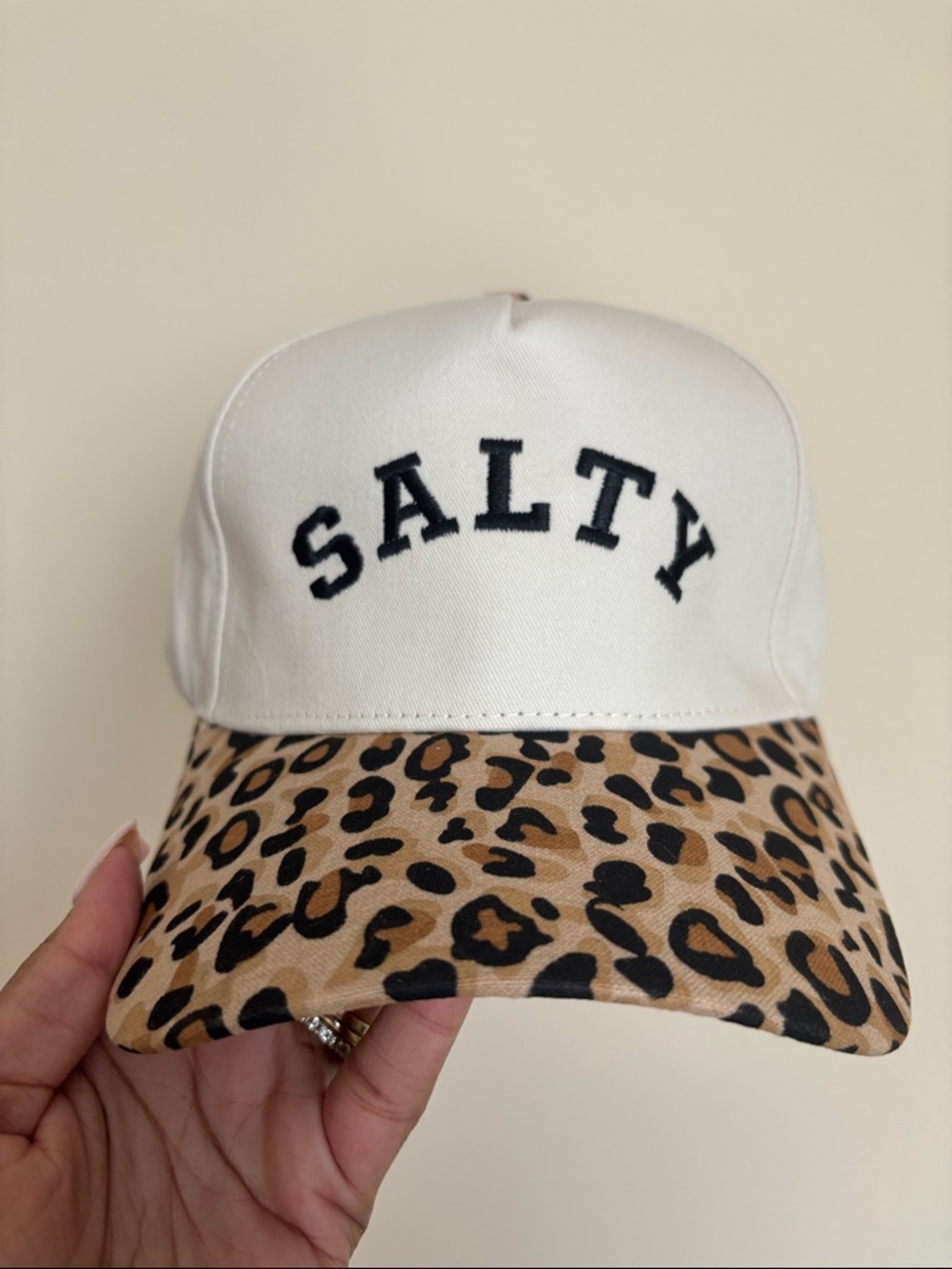 "SALTY" Cap with Leopard Brim